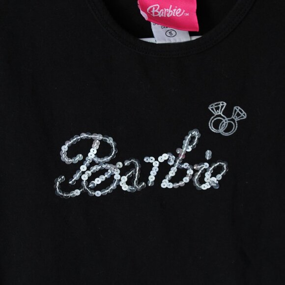 Barbie Size 5 Silver Sequin Shirt Black - Picture 2 of 2